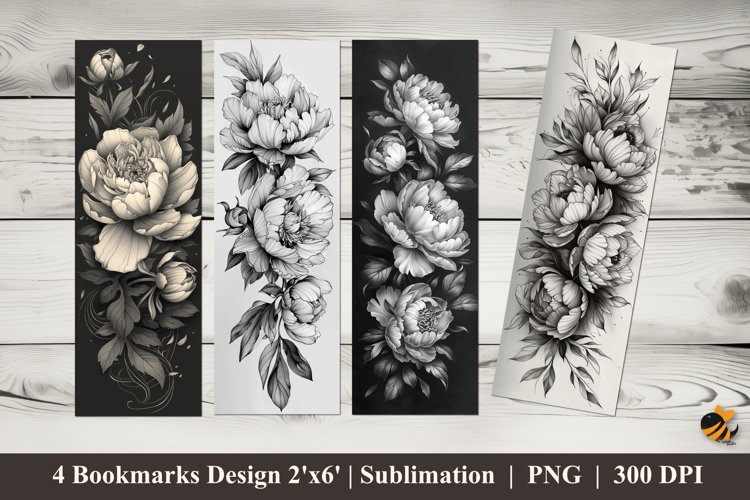 Elegant Flower Bookmarks Sublimation Design example image 1