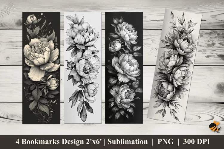 Elegant Flower Bookmarks Sublimation Design