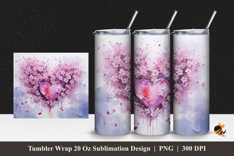 Twig of Love Tumbler Wrap Sublimation Design 1 example image 1