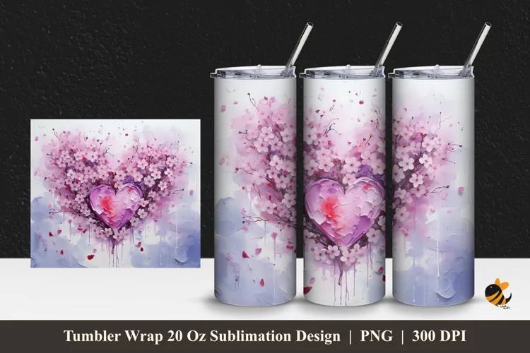 Twig of Love Tumbler Wrap Sublimation Design 1