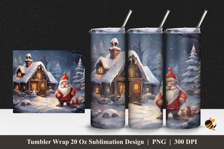 Winter Night Tumbler Wrap Sublimation Design 1