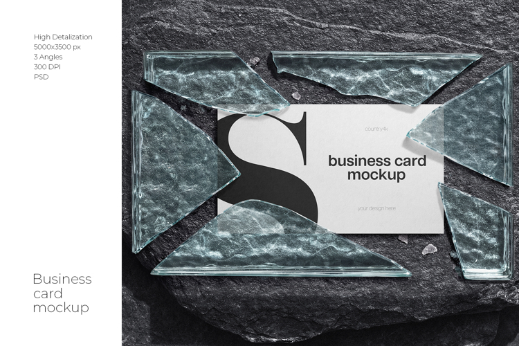 Stone and Glass Business Card Mockup Set