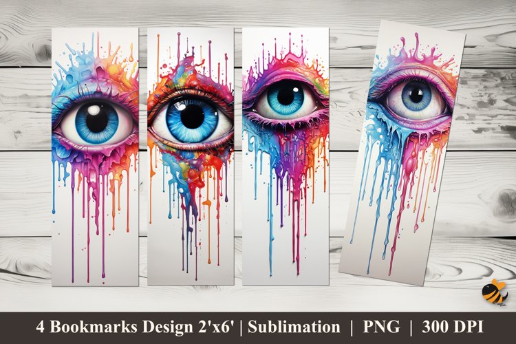 Colored Tears Bookmarks Sublimation Design example image 1