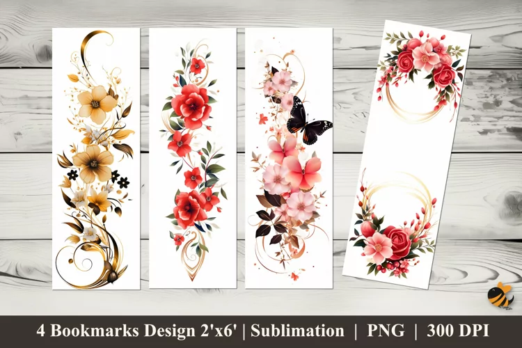 Floral Decoration Bookmarks Sublimation Design