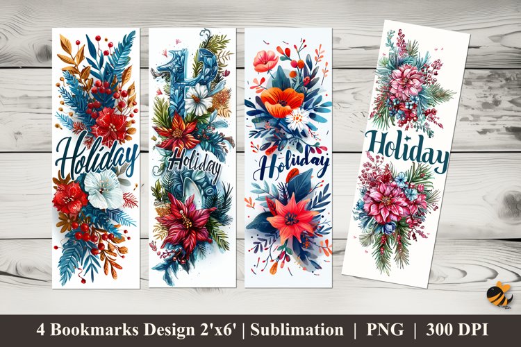 Holiday Floral Design Bookmarks Sublimation Design