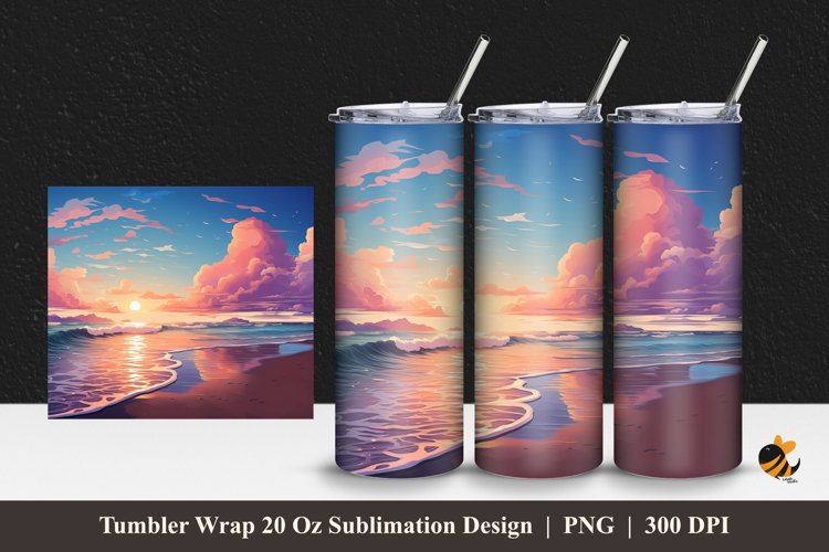 Twilight Painting Tumbler Wrap Sublimation Design 1 example image 1
