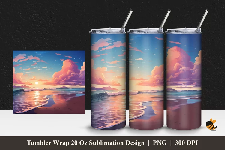 Twilight Painting Tumbler Wrap Sublimation Design 1