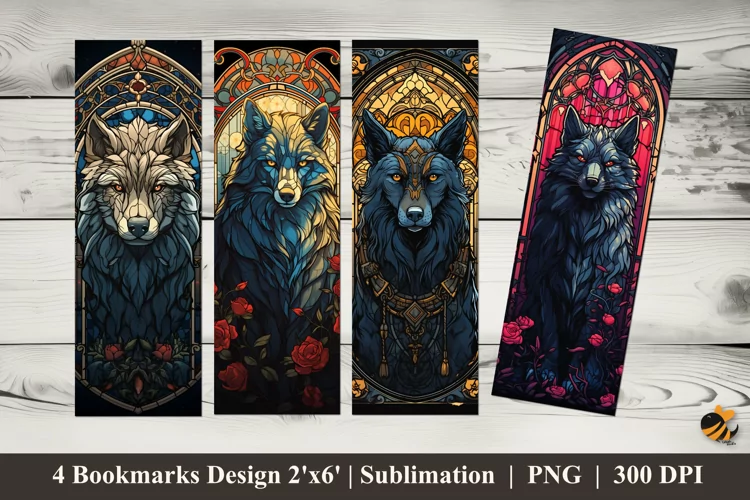 Wolf Illustration Bookmarks Sublimation Design