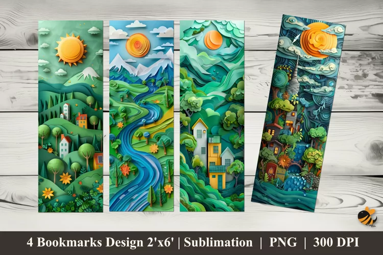 Scene Of Earth's Bookmarks Sublimation Design
