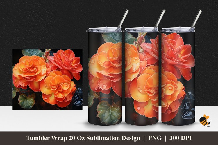 Rieger Begonias Tumbler Wrap Sublimation Design 1 example image 1