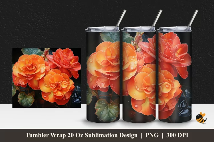 Rieger Begonias Tumbler Wrap Sublimation Design 1