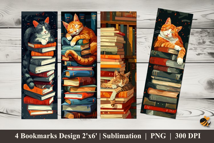 Sleeping Cat Bookmark Sublimation Design example image 1