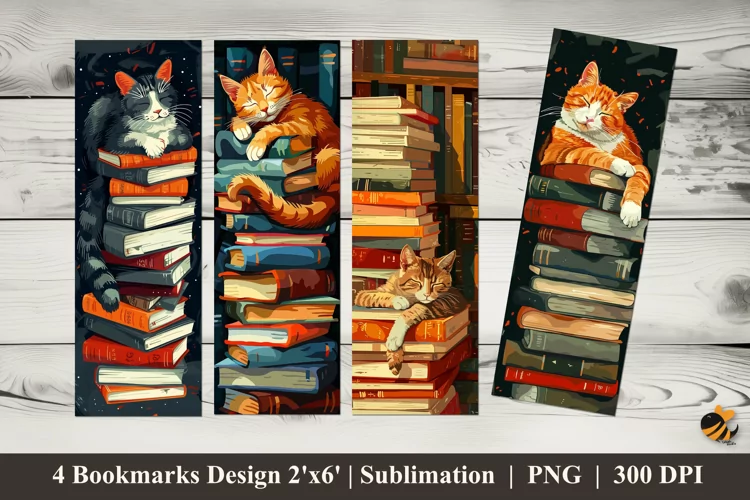 Sleeping Cat Bookmark Sublimation Design
