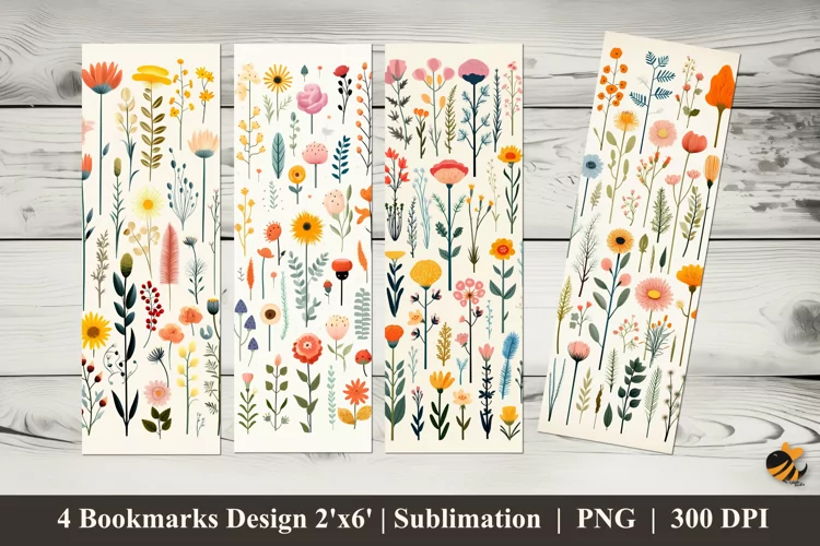 Fresh Flowers Bookmarks Sublimation Design