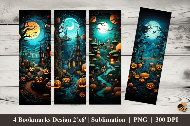 Halloween Night Bookmarks Sublimation Design example image 1