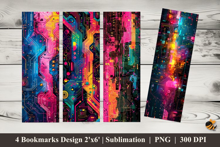 Technological Patterns Bookmarks Sublimation Design example image 1