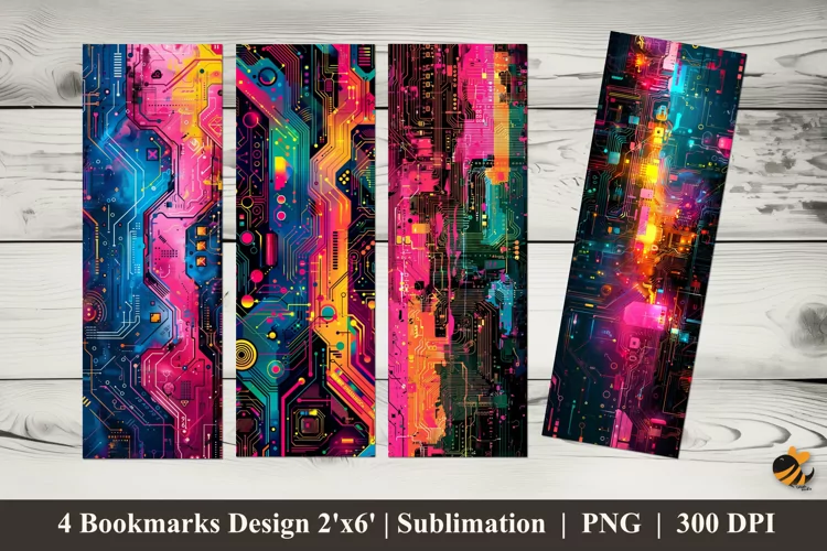 Technological Patterns Bookmarks Sublimation Design