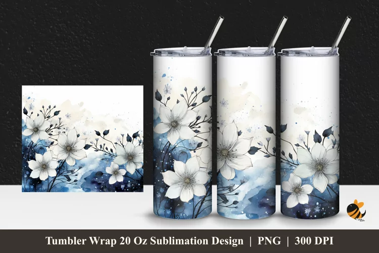 Exotic Flowers Tumbler Wrap Sublimation Design 1