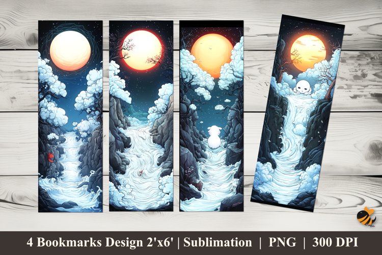 Cartoon Waterfall Bookmarks Sublimation Design example image 1
