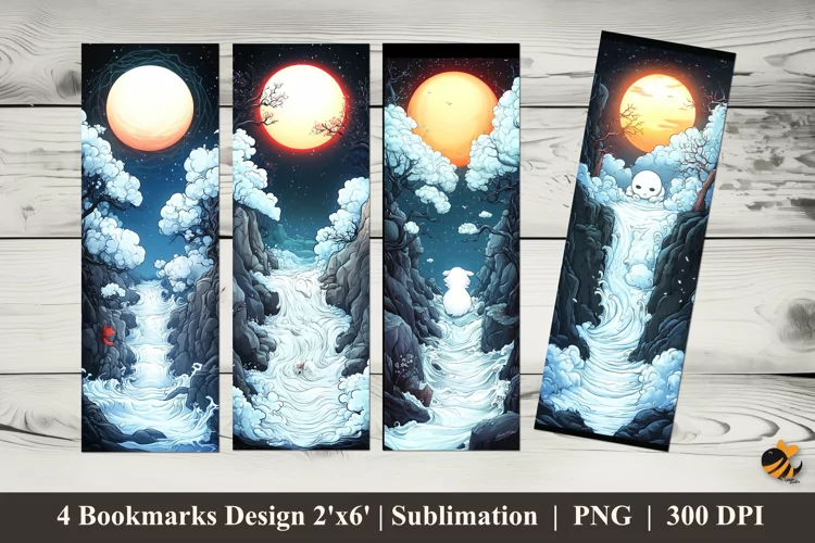 Cartoon Waterfall Bookmarks Sublimation Design