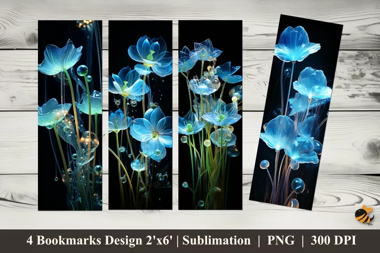Blue Lotus Leaves Bookmarks Sublimation Design