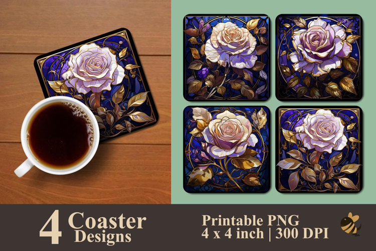 Cool Lavender Rose Coaster Sublimation Design