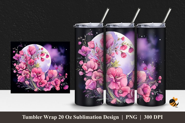 Fuchsia Flower Tumbler Wrap Sublimation Design 1