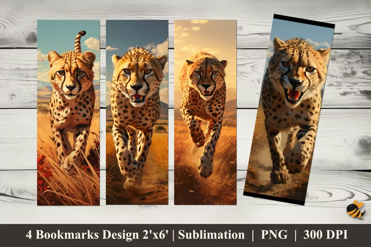 Cheetah Runs Bookmarks Sublimation Design