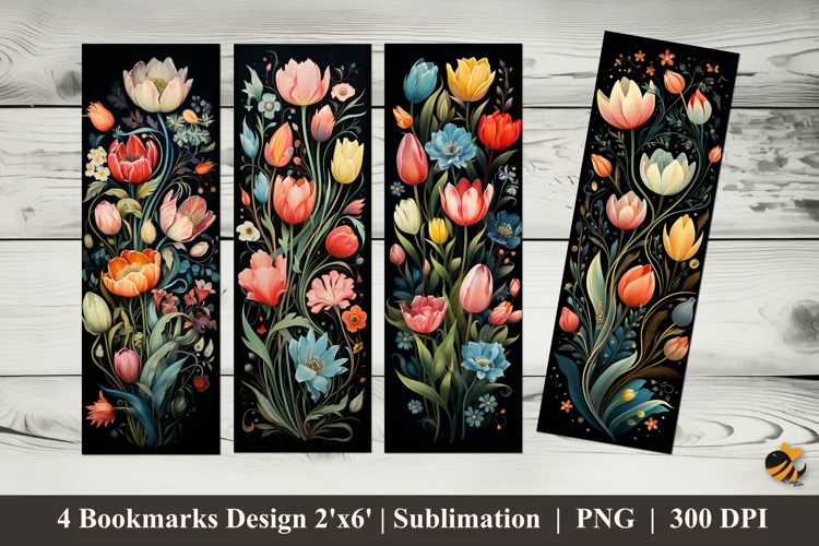 Flat Flower Bookmarks Sublimation Design