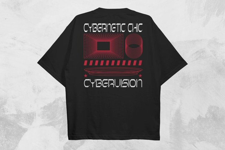 Cybernetic Chic Geometric Brutalism T-shirt Design