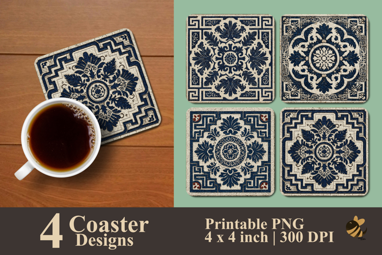 Square Italian Art Coaster Sublimation Design