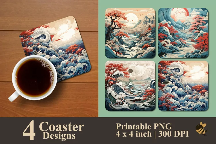 Winter Mountain Coaster Sublimation Designs