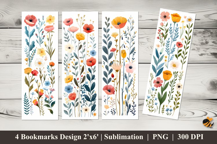 Spring Flowers Bookmarks Sublimation Design example image 1