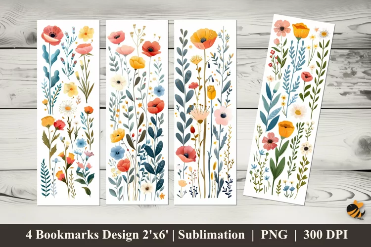 Spring Flowers Bookmarks Sublimation Design