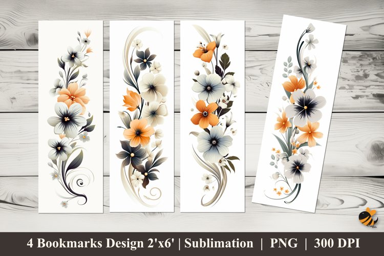 Creative Floral Design Bookmarks Sublimation Design example image 1