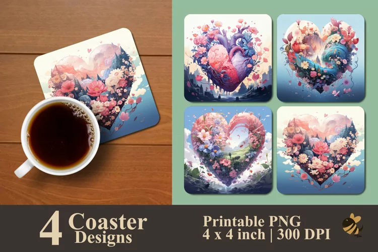 Fantasy Love Coaster Sublimation Designs