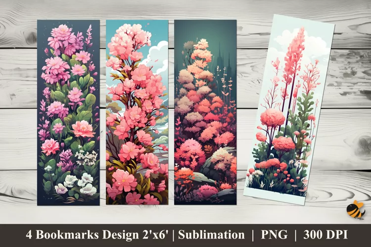 Flowering Bushes Bookmarks Sublimation Design