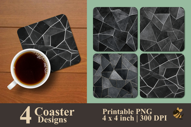 Black Stone Fragments Coaster Sublimation Design