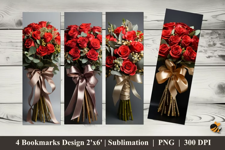 Romantic Rose Bookmarks Sublimation Design