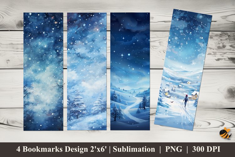 Winter Star Bookmarks Sublimation Design example image 1