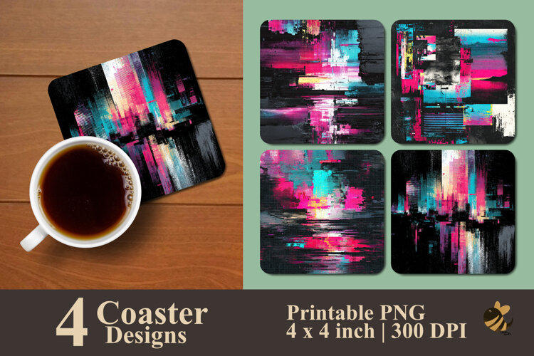 Digital Noise Burst Coaster Sublimation Design example image 1