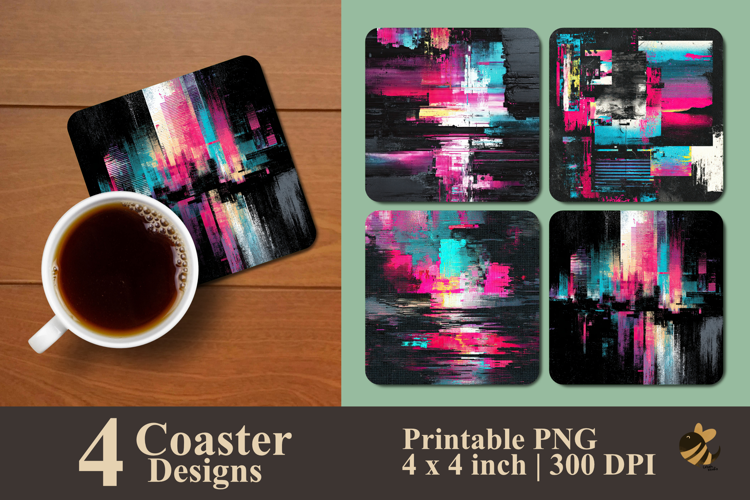 Digital Noise Burst Coaster Sublimation Design