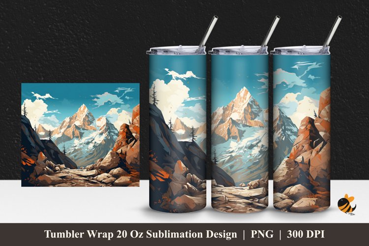 Rock and Peak Tumbler Wrap Sublimation Design 1