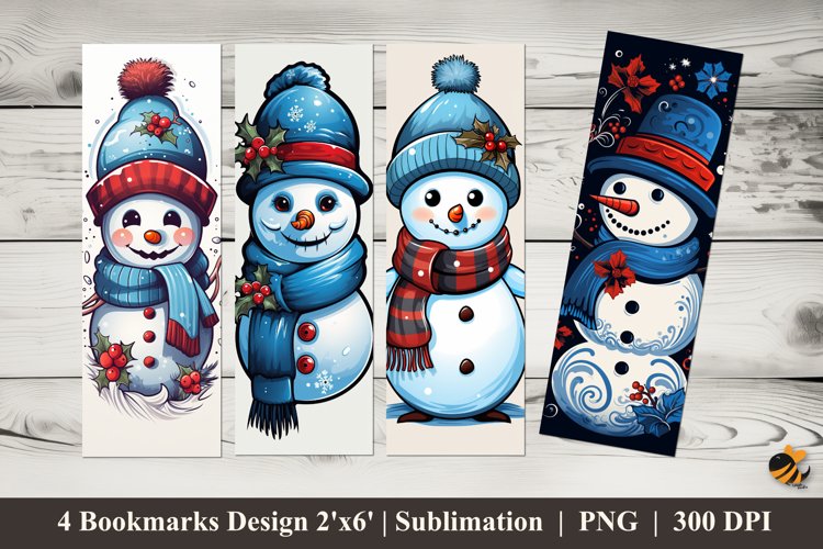 Winter Blue Bookmarks Sublimation Design example image 1