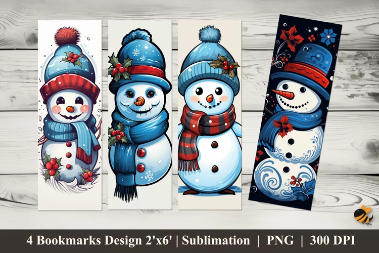 Winter Blue Bookmarks Sublimation Design
