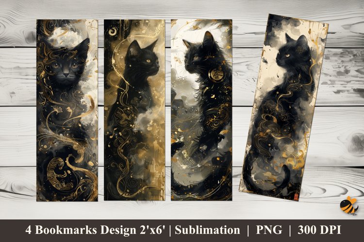 Misty Cat Art Bookmarks Sublimation Design