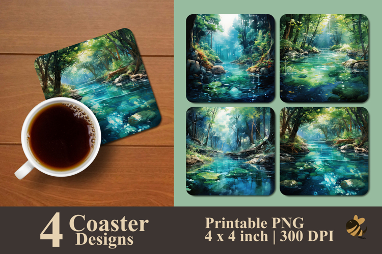 River Forest Coaster Sublimation Design