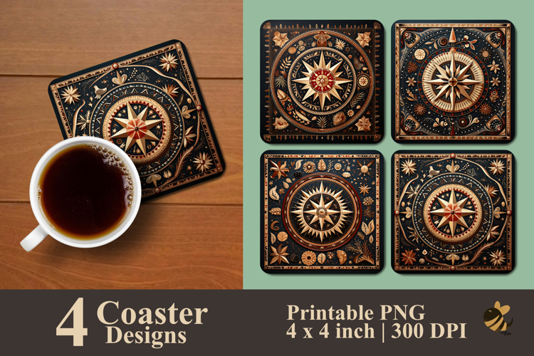 Symmetrical Ethnic Coaster Sublimation Design