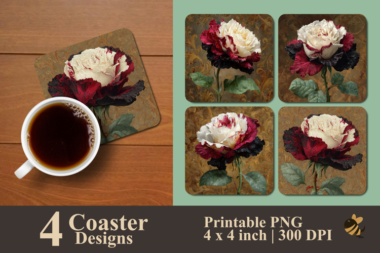 Rare Rose Coaster Sublimation Design