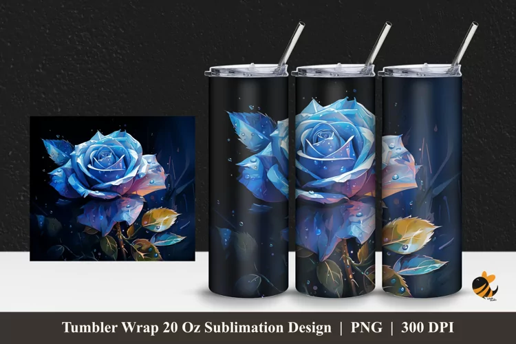 Rose Harmony Tumbler Wrap Sublimation Design 1